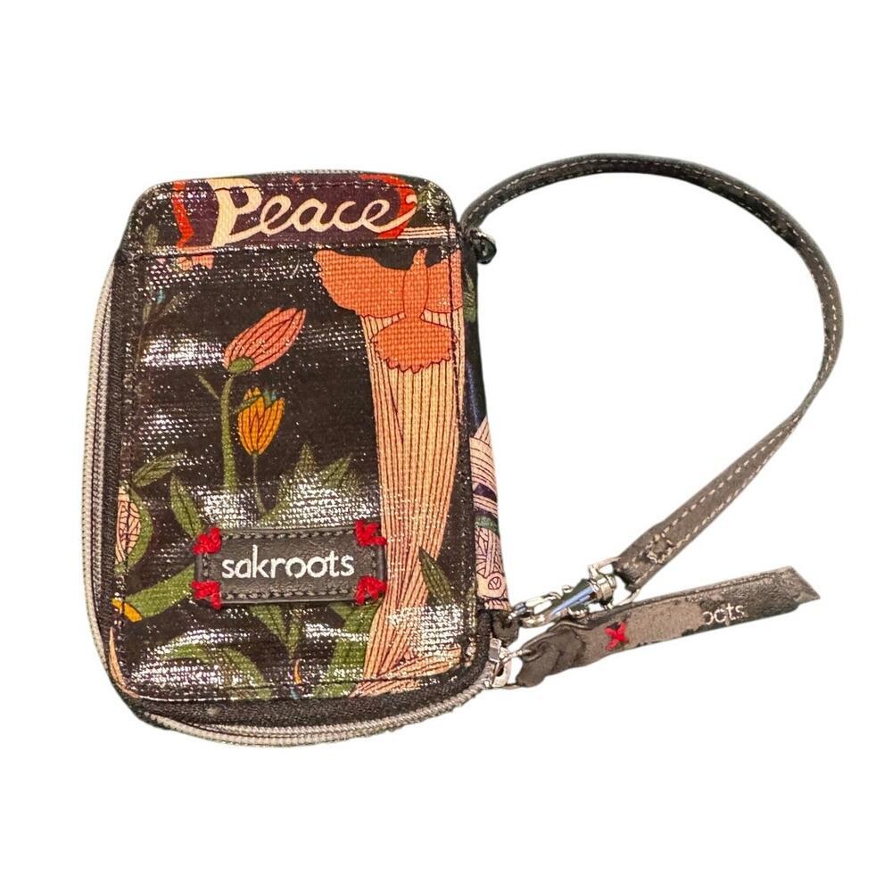 Sakroots Printed Wristlet Wallet Multicolor Graphic Floral “Peace” Design - Picture 2 of 4